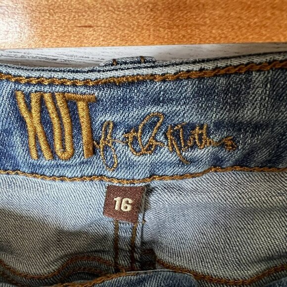 Kut from the Kloth Jeans Womens Size 16 Medium Wash Straight Leg Whiskering - Picture 2 of 15